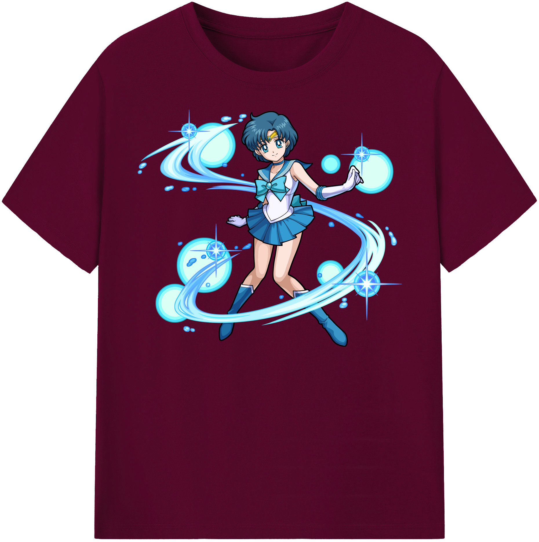 （画像用） 美少女戦士セーラームーン 水野 亜美 みずの あみ Sailor Moon Mizuno Ami レディースカジュアルプリントTシャツ（綿100％）